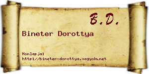 Bineter Dorottya névjegykártya